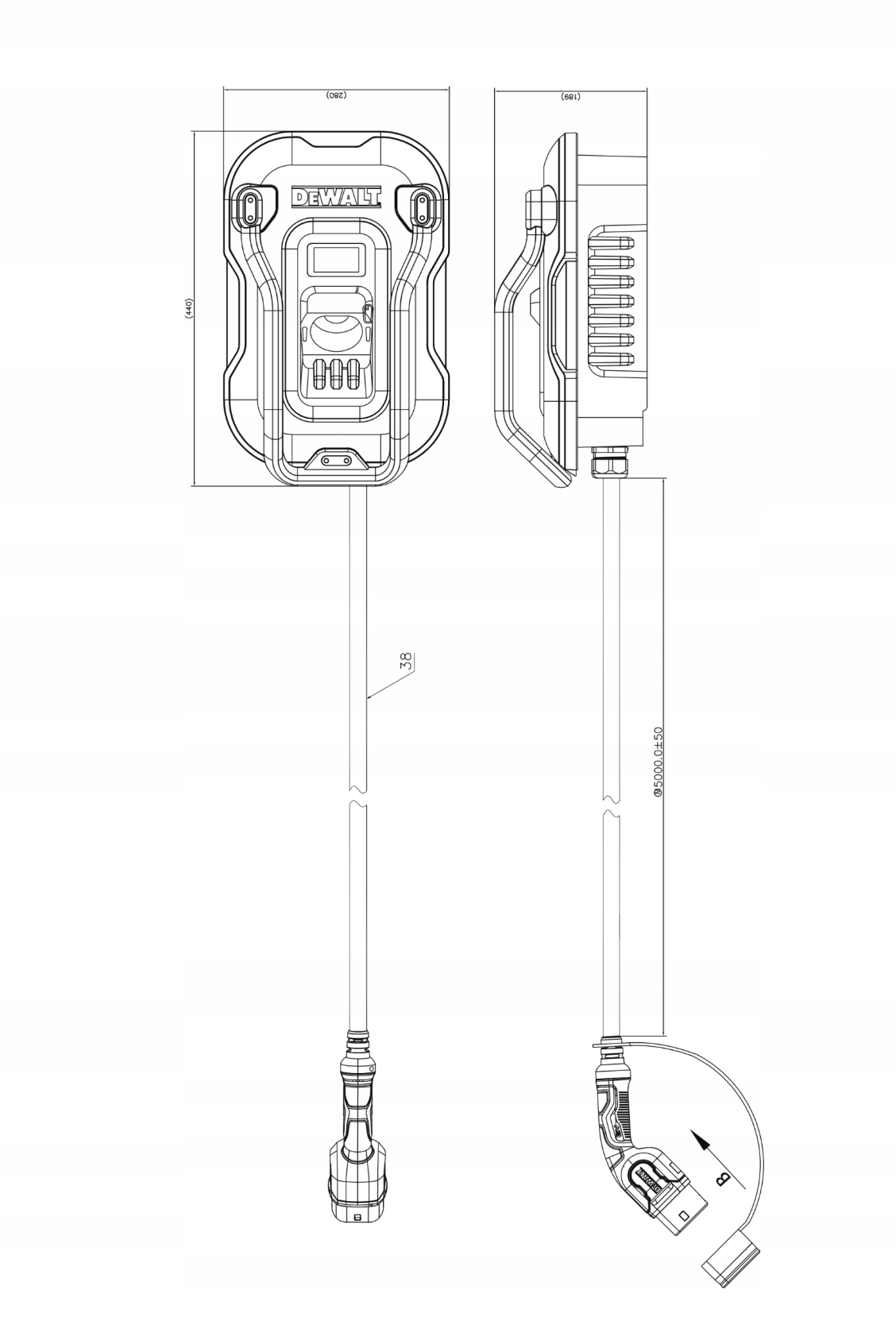 Stacja ładowania aut elektrycznych Wallbox DeWalt typ 2 5M 22 kW 32A - obrazek 5
